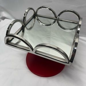Classic Touch Decor Square Napkin Holder Mirror Tray